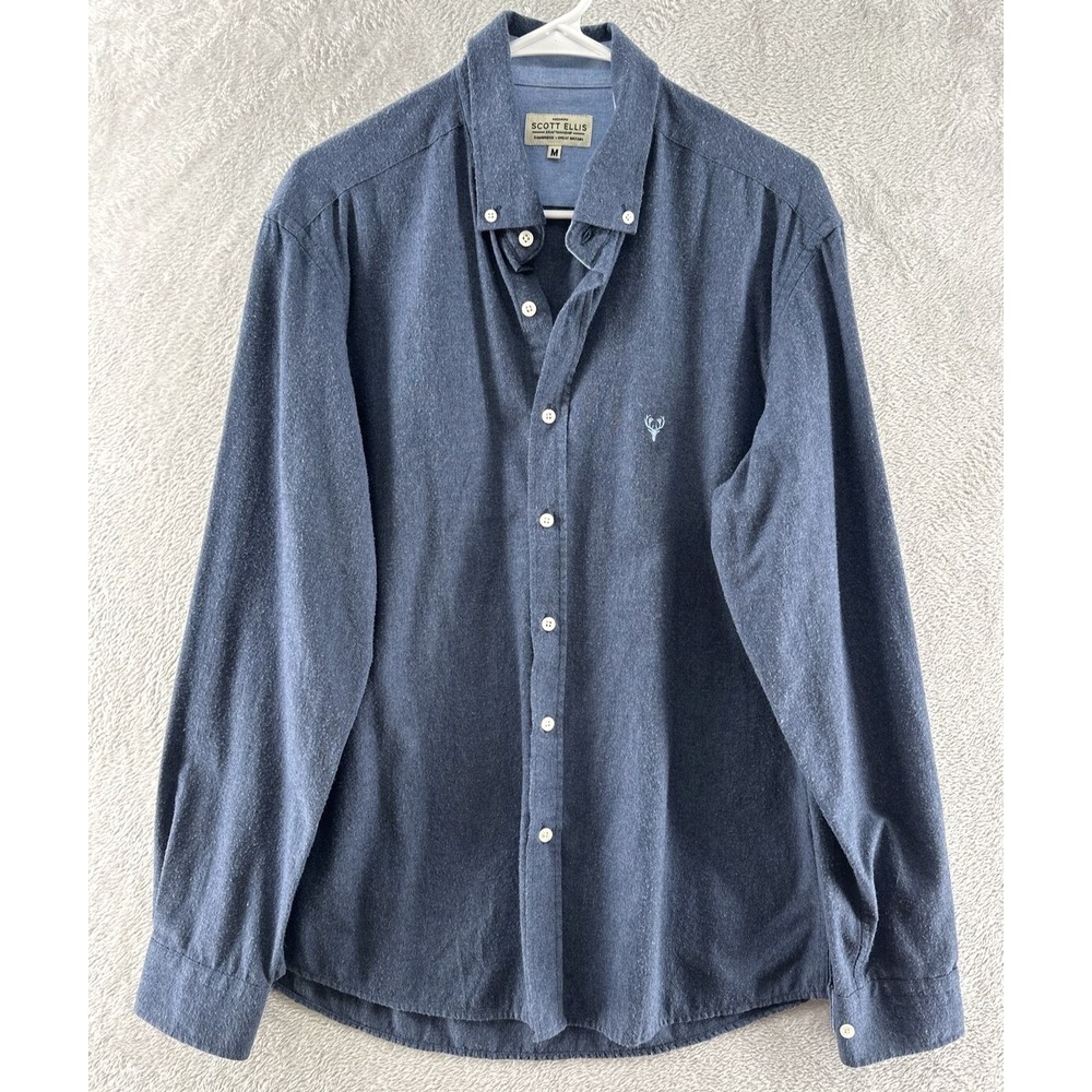 Scott Ellis Shirt Mens Medium Blue Long Sleeve Button Down